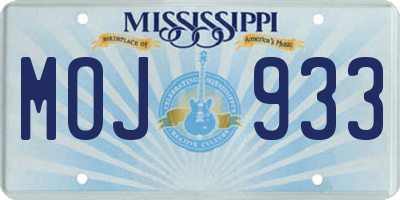 MS license plate MOJ933