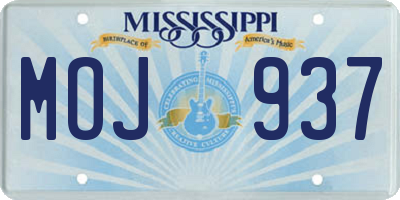 MS license plate MOJ937