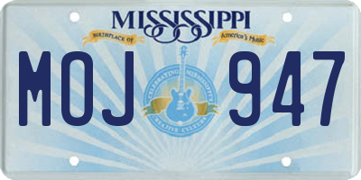 MS license plate MOJ947