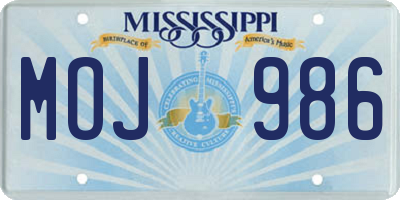 MS license plate MOJ986