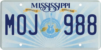 MS license plate MOJ988