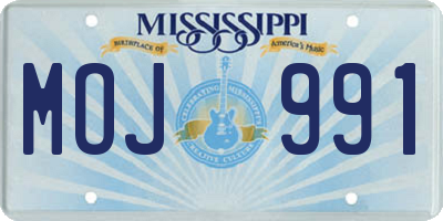 MS license plate MOJ991