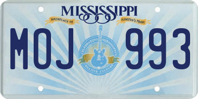 MS license plate MOJ993