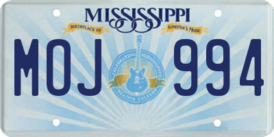 MS license plate MOJ994