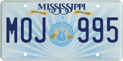 MS license plate MOJ995