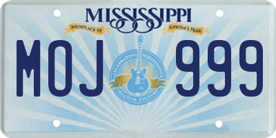 MS license plate MOJ999