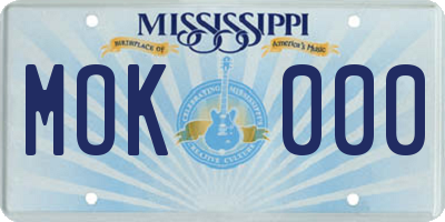 MS license plate MOK000