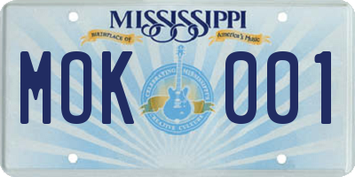 MS license plate MOK001