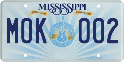 MS license plate MOK002