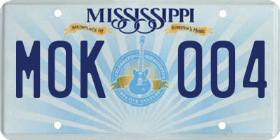MS license plate MOK004