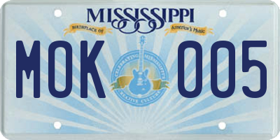MS license plate MOK005