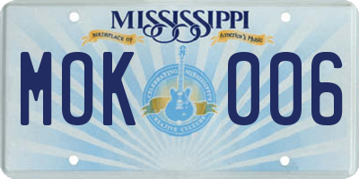 MS license plate MOK006