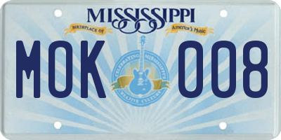 MS license plate MOK008