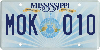 MS license plate MOK010