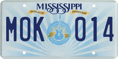 MS license plate MOK014