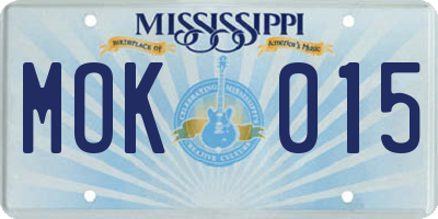 MS license plate MOK015