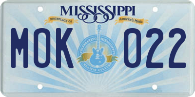 MS license plate MOK022