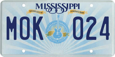 MS license plate MOK024