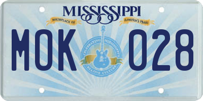 MS license plate MOK028