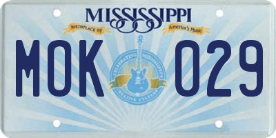 MS license plate MOK029