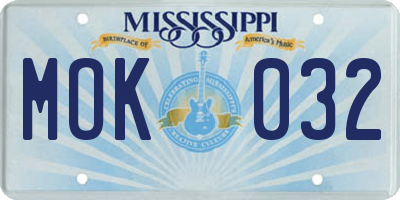 MS license plate MOK032