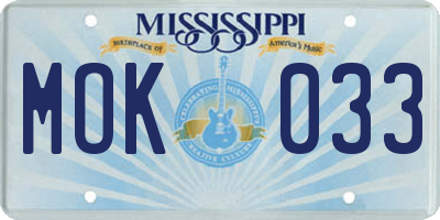 MS license plate MOK033