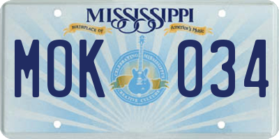 MS license plate MOK034
