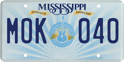 MS license plate MOK040