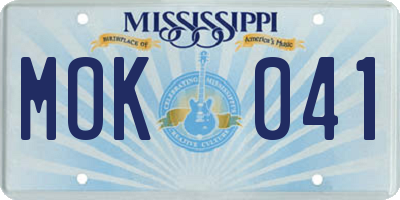 MS license plate MOK041
