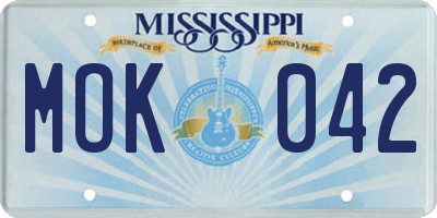 MS license plate MOK042