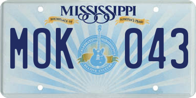 MS license plate MOK043