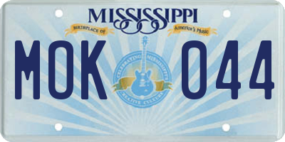 MS license plate MOK044