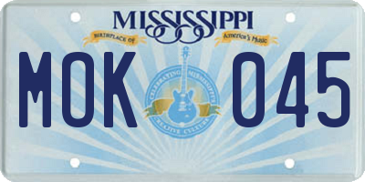 MS license plate MOK045