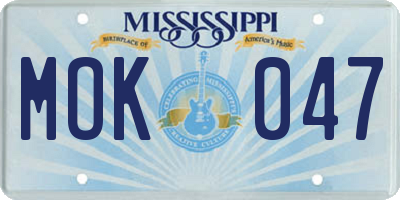 MS license plate MOK047