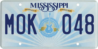 MS license plate MOK048