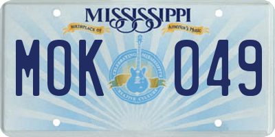 MS license plate MOK049