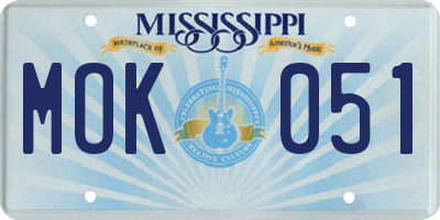 MS license plate MOK051