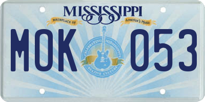MS license plate MOK053