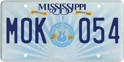 MS license plate MOK054