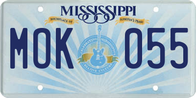 MS license plate MOK055