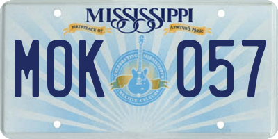 MS license plate MOK057