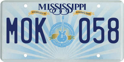 MS license plate MOK058