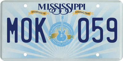 MS license plate MOK059