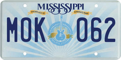 MS license plate MOK062