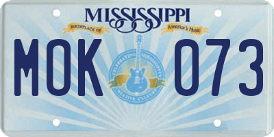 MS license plate MOK073