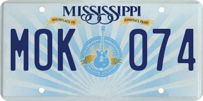 MS license plate MOK074