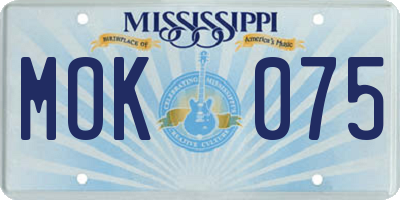 MS license plate MOK075