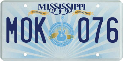 MS license plate MOK076