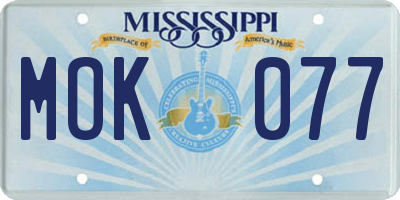 MS license plate MOK077