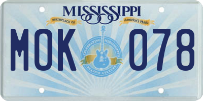 MS license plate MOK078